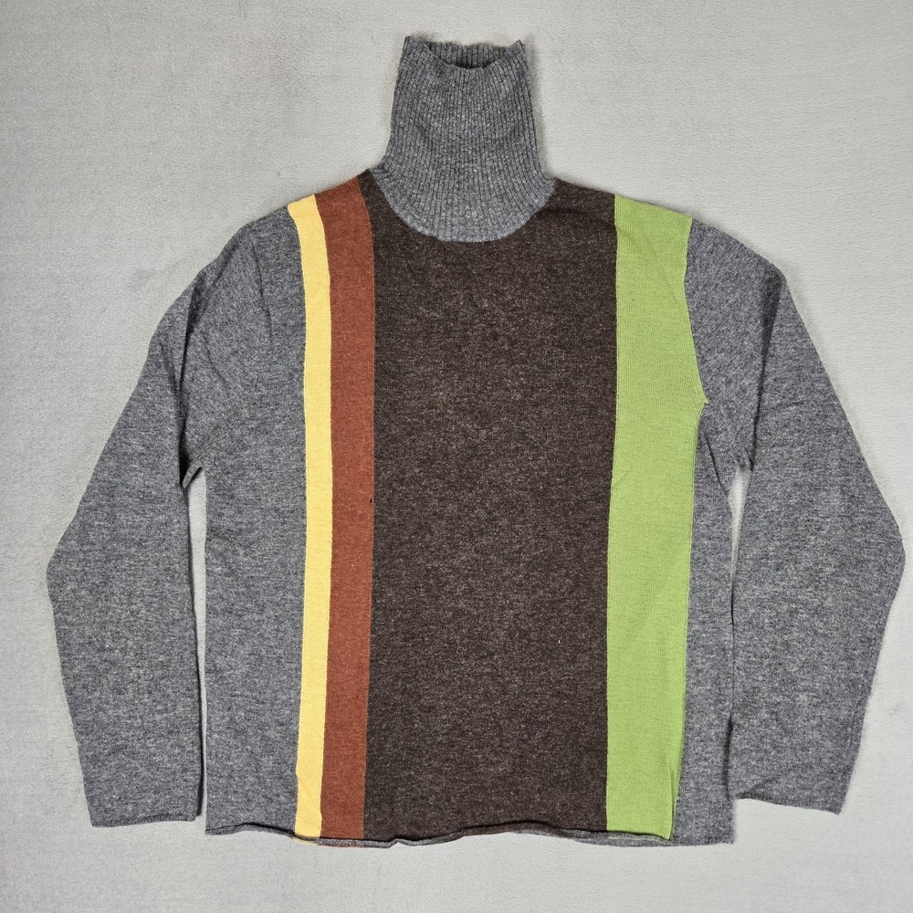 VTG Banana Republic Sweater Mens Large Merino Wool Turtleneck Vintage Striped